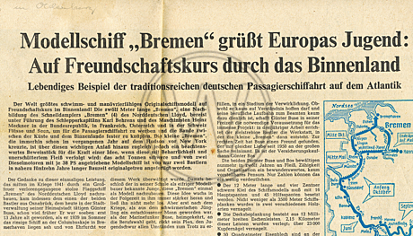 Zeitungsartikel zum Modell "Bremen" 1963