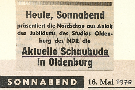 Ankündigung der Aktuellen Schaubude 1970